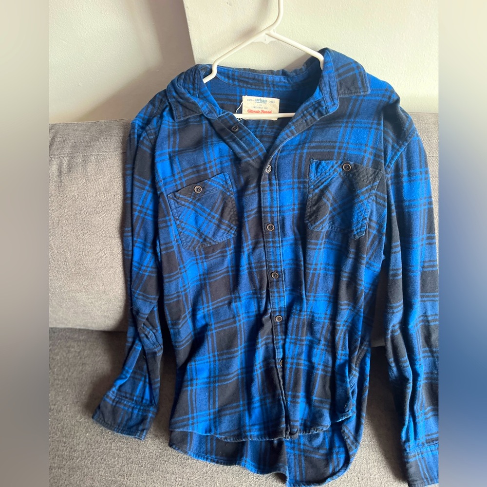 Used Men’s Urban Pipeline Flannel | XXL | Blue & Black Checker